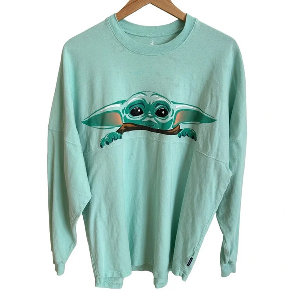 Disney Parks XL Mint Green Star Wars Mandolorian Spirit Jersey The Child Grogu - Picture 1 of 6
